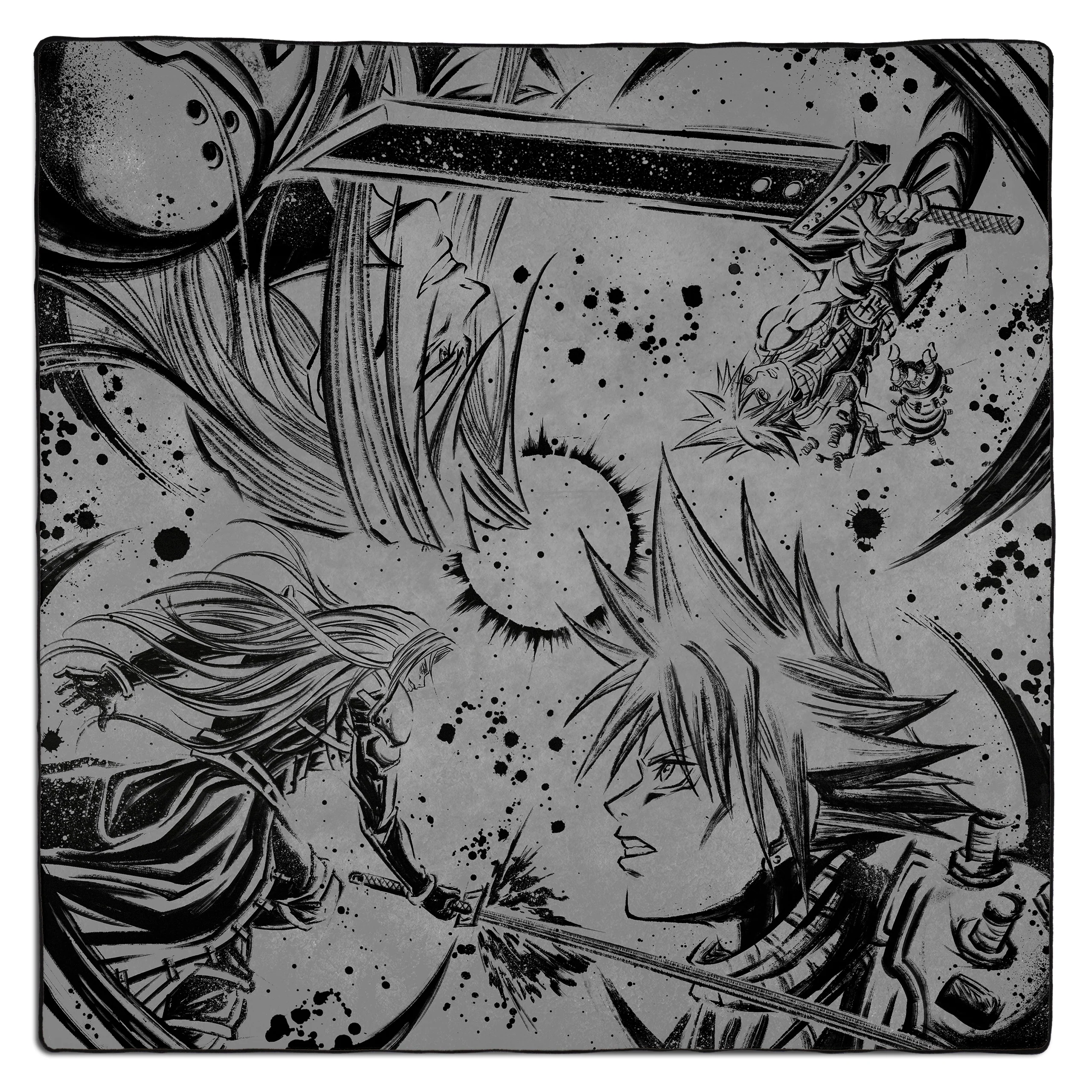 Mirrored Fates 2-Player Stitched Edge Playmat - Grey